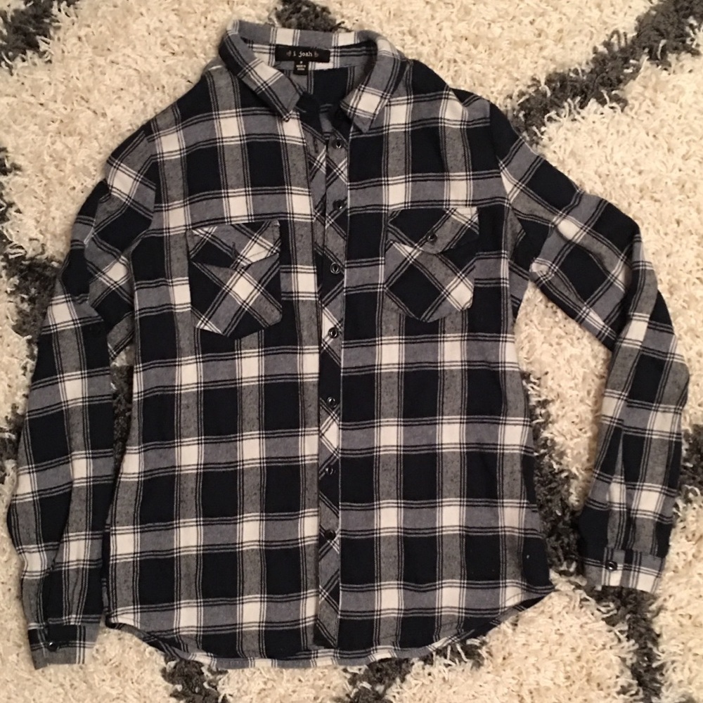 NAVY & WHITE flannel, size S
